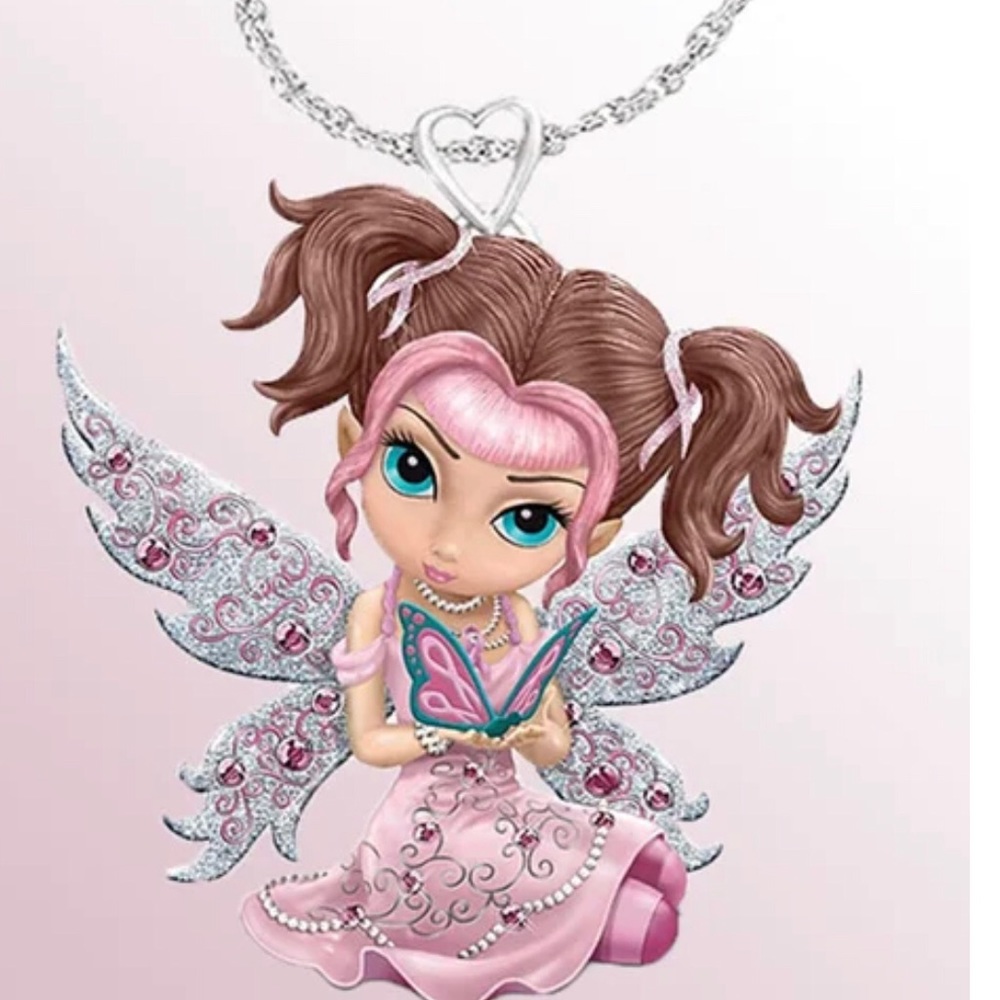 🆕 Sweet Fairy 🧚♀️ holding a butterfly necklace